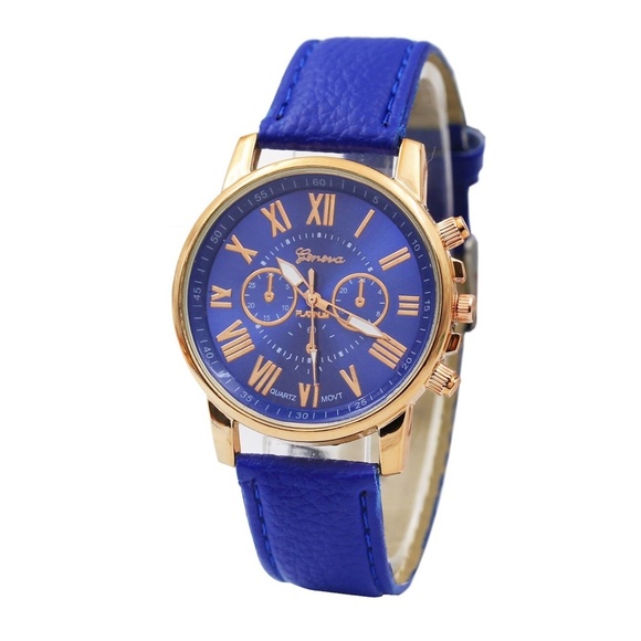 **AELLA* Royal Blue x Gold Classic Solid Color Fashion Quartz Watch - Picture 1 of 1